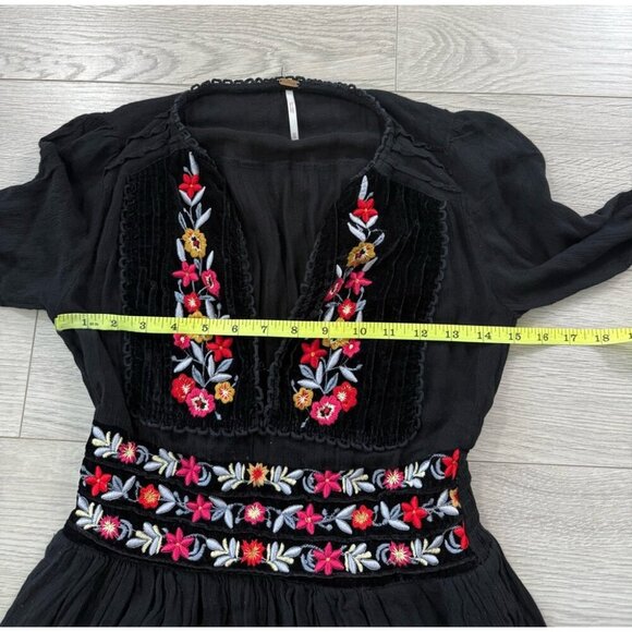 Free People Flora Embroidered Floral Midi Dress Black - Picture 12 of 14